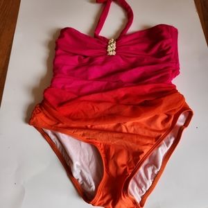 Ralph Lauren Sunrise Ombre Ruched Swimsuit